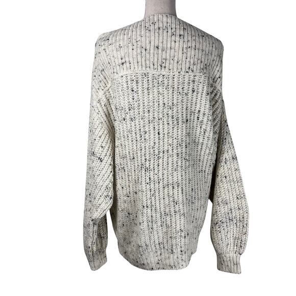Free People New Dream Sweater Cream Speckled Off Shoulder Cable Knit Size M - Picture 5 of 9